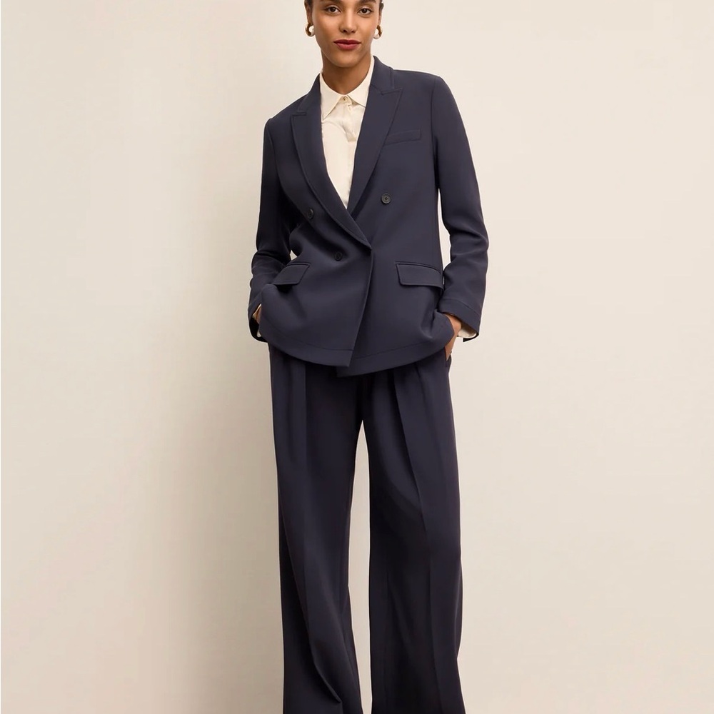 MM Lafleur Navy O’Hara Boyfriend Double-Breasted Blazer everyday crepe medium
